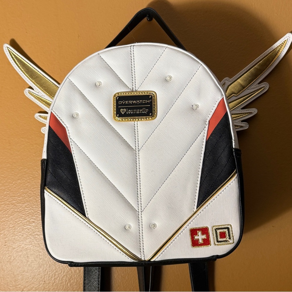 Discontinued Mercy Overwatch-Loungefly brand backpack, 2018 edition.